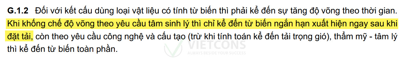 Hệ số từ biến xác định độ võng yêu cầu tâm sinh lý