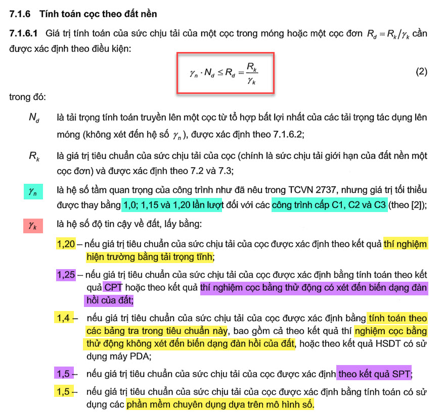 Hệ số an toàn tính toán móng cọc mới nhất theo TCVN 10304:2025