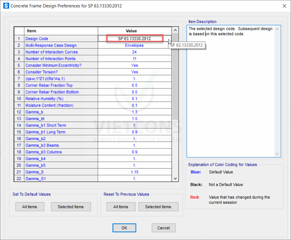 Tự động tính toán kết cấu bê tông cốt thép trong SAP2000 theo TCVN